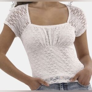Nwt Sheer Shoulder Lace Top #352